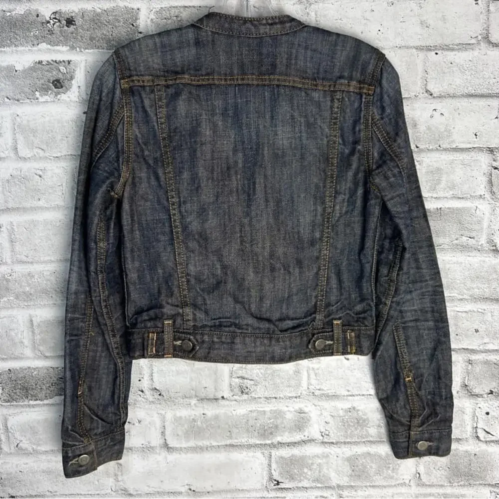 Banana Republic Premium Denim Cropped Dark Wash Jean Jacket Size XS - Picture 7 of 15